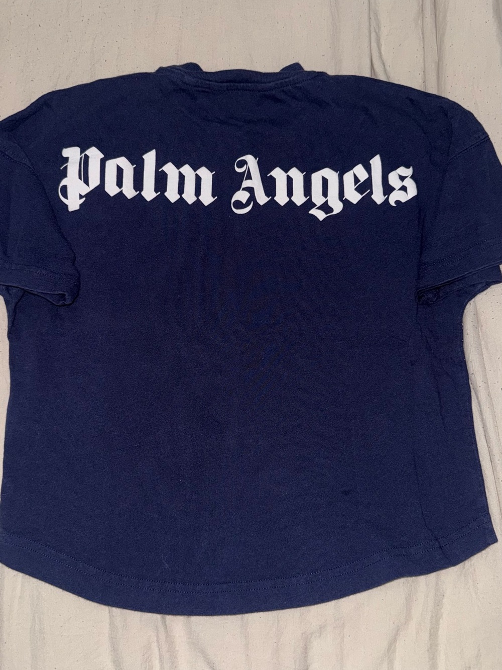 Palm Angels Navy Short-Sleeve Crewneck T-Shirt with Neck Logo